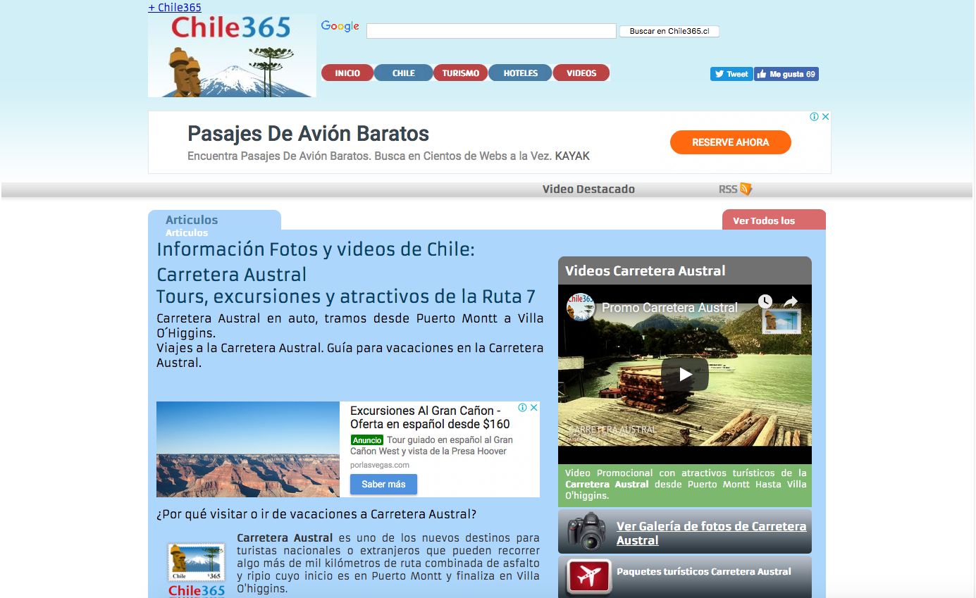 portal web Destinos de Chile