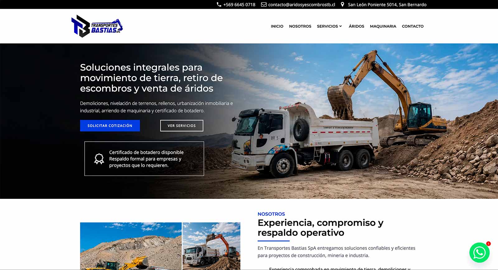 Venta y despacho de áridos en la Región Metropolitana